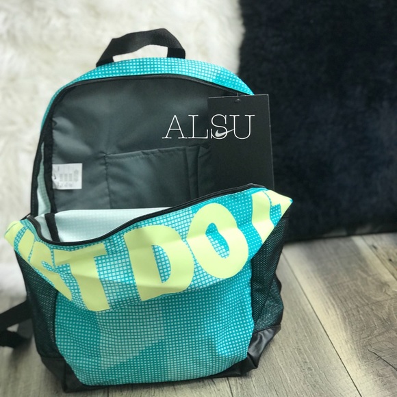 Nike Backpack Print JDI Blue Yellow Black Unisex - Picture 5 of 8